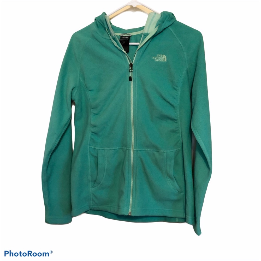 North Face light green fleece full zip hoodie